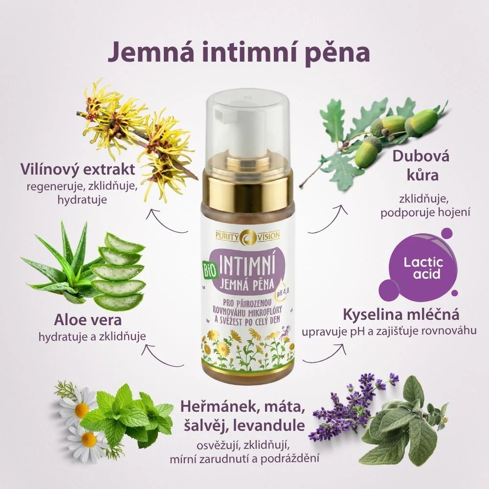 Přírodní složky Purity Vision Bio Intimní jemné pěny